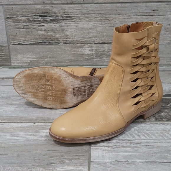 BASKE California "Cactus" Leather Woven Lattice Pattern Zip-Up Ankle Boots - Picture 3 of 16